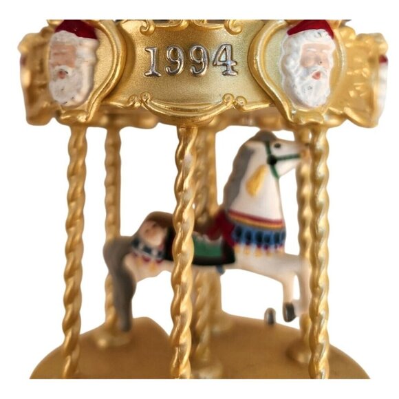 1994 Gold Carousel Ornament Hallmark Keepsake Tobin Fraley Holiday Lights Musica - Picture 6 of 7